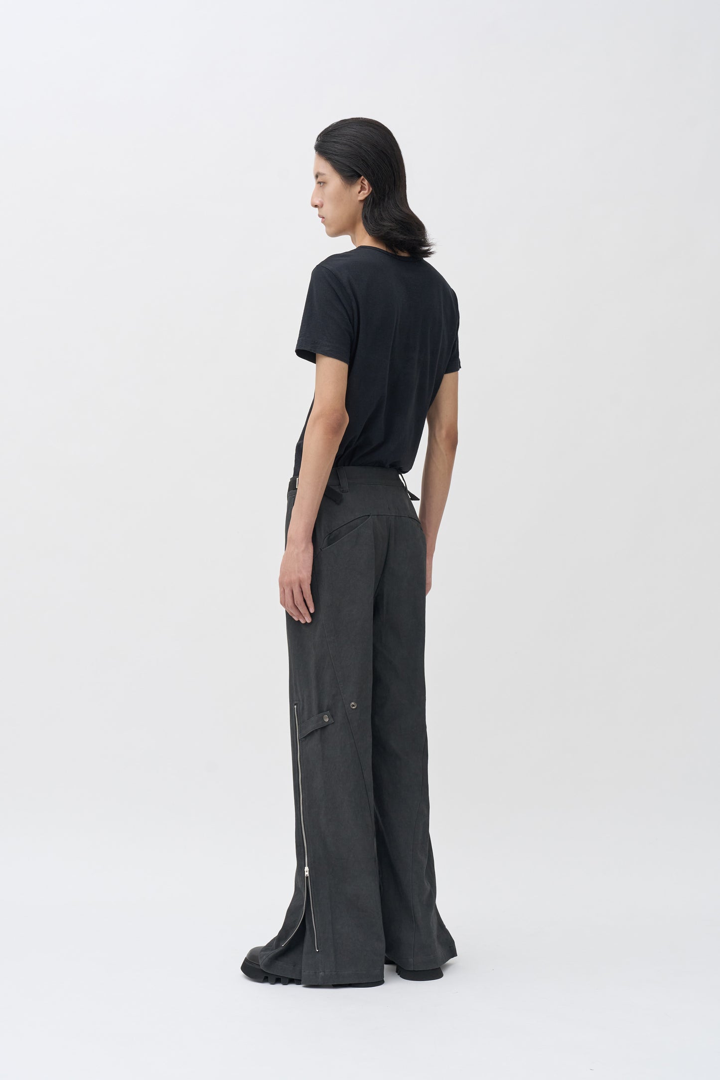 Rift Zip Flared Pants - Gray