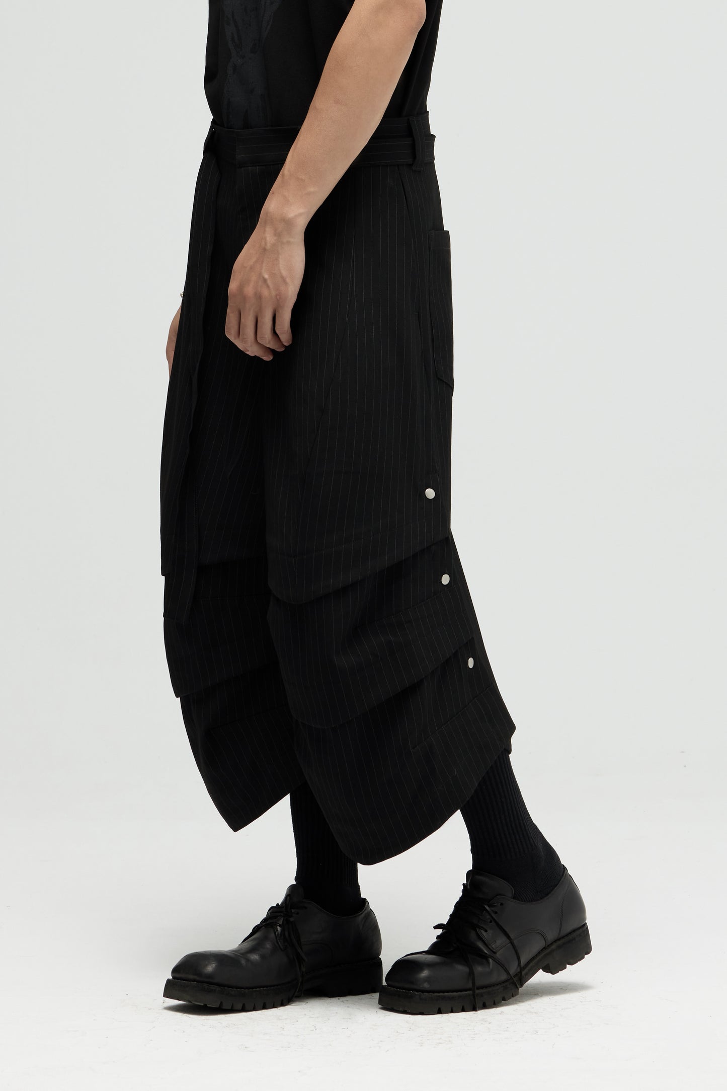 Armor Jorts (Pinstripe Suiting) - Black