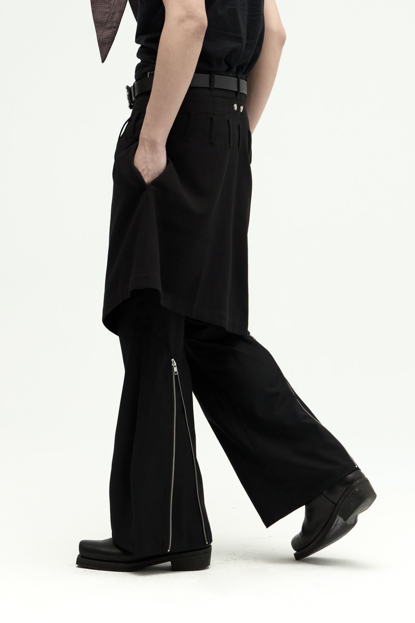 Ammo Belt Flared Pants - Black
