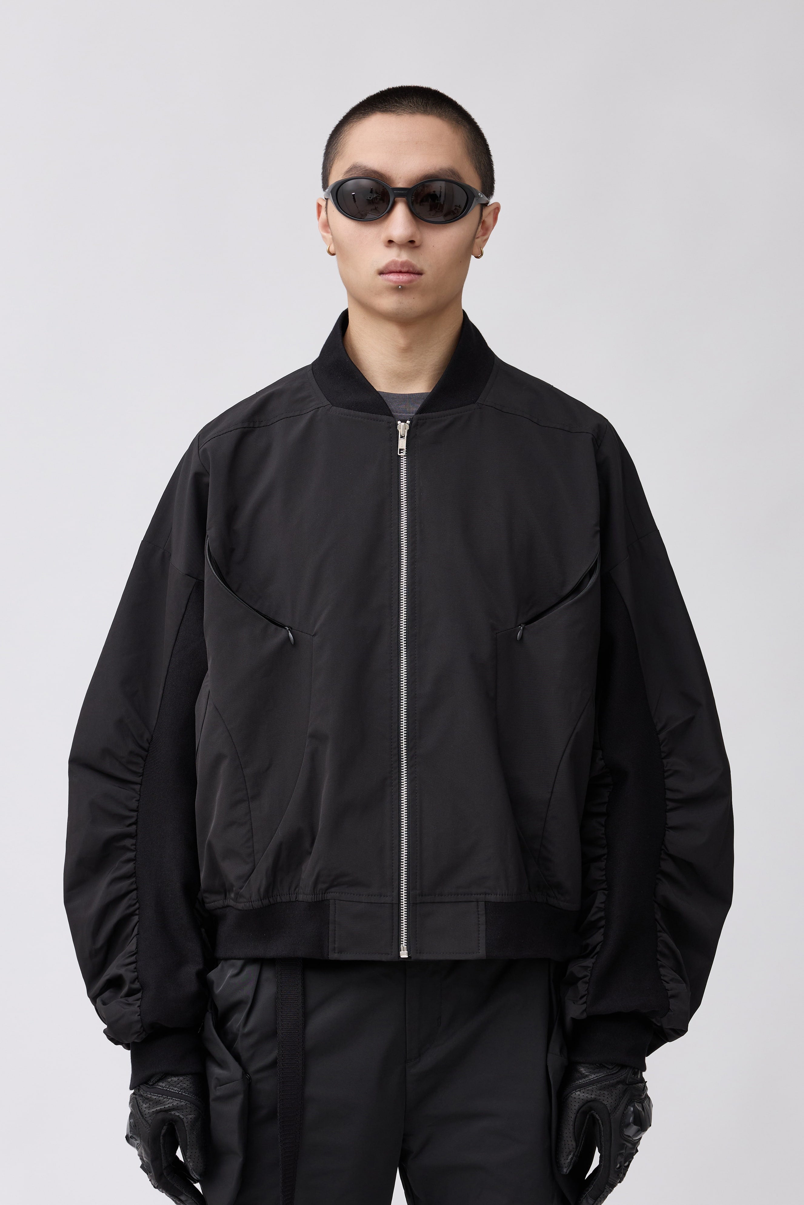 Streamlined Bomber Jacket - Black