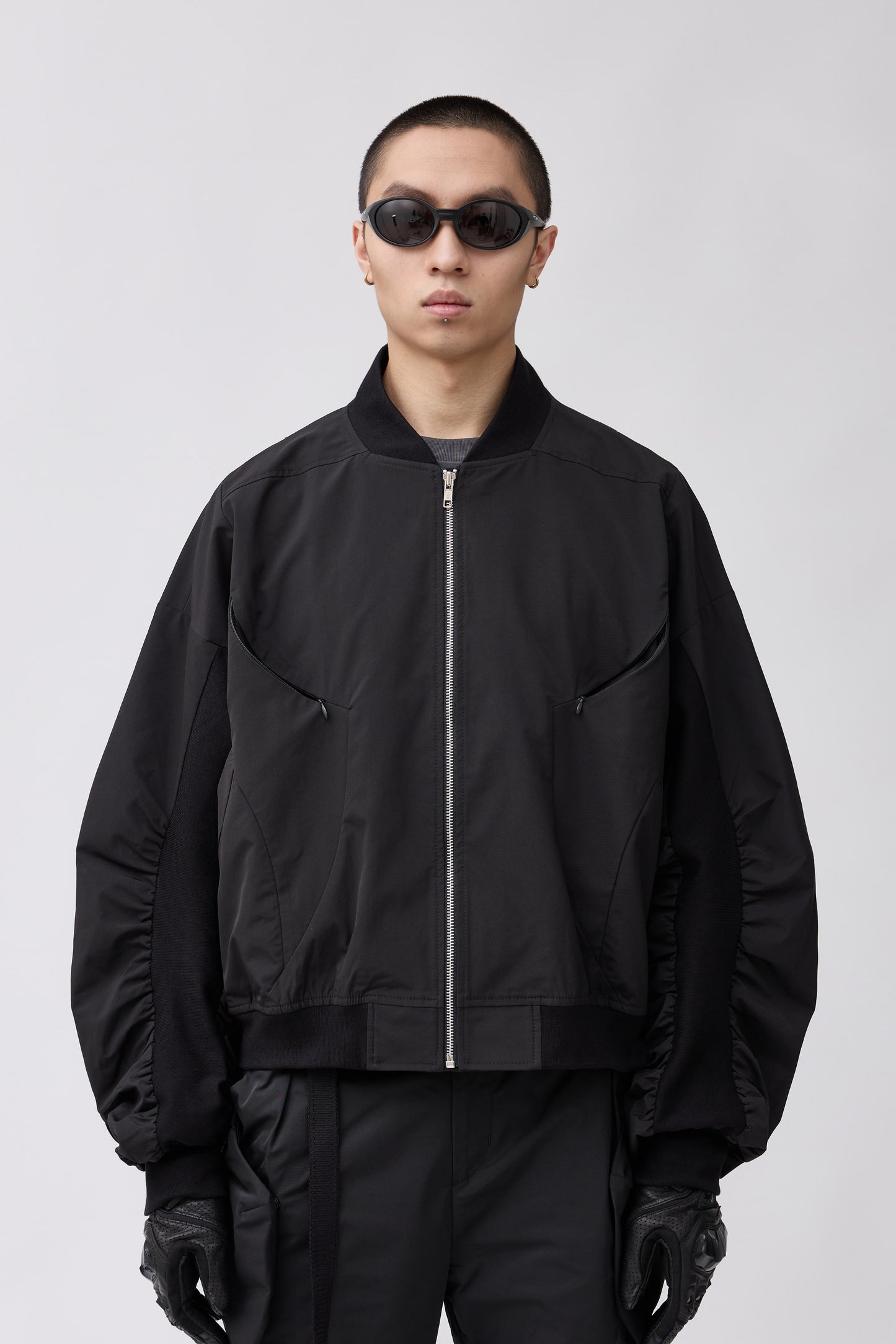 Streamlined Bomber Jacket - Black