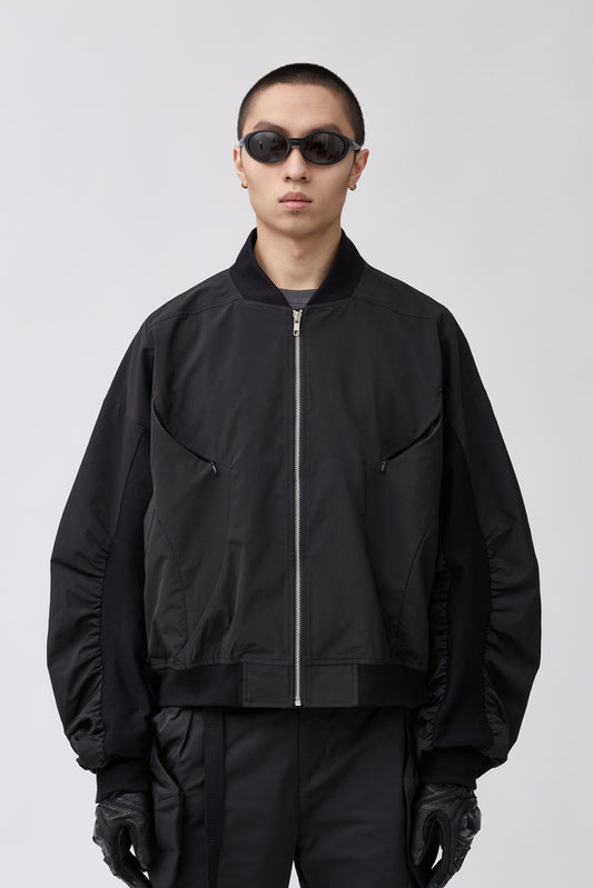 Streamlined Bomber Jacket - Black