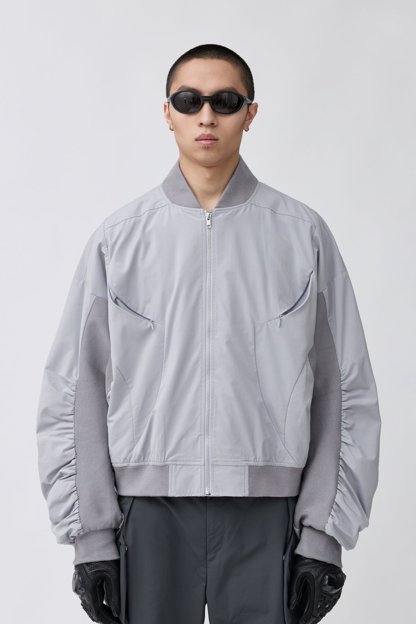 Streamlined Bomber Jacket - Gray
