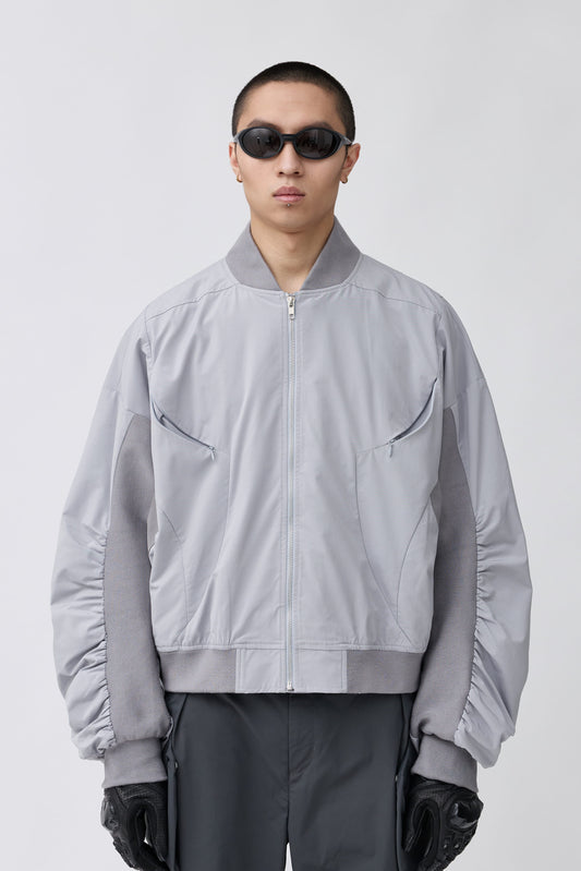 Streamlined Bomber Jacket - Gray