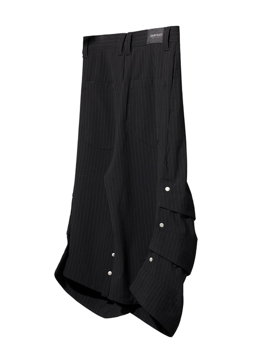 Armor Jorts (Pinstripe Suiting) - Black