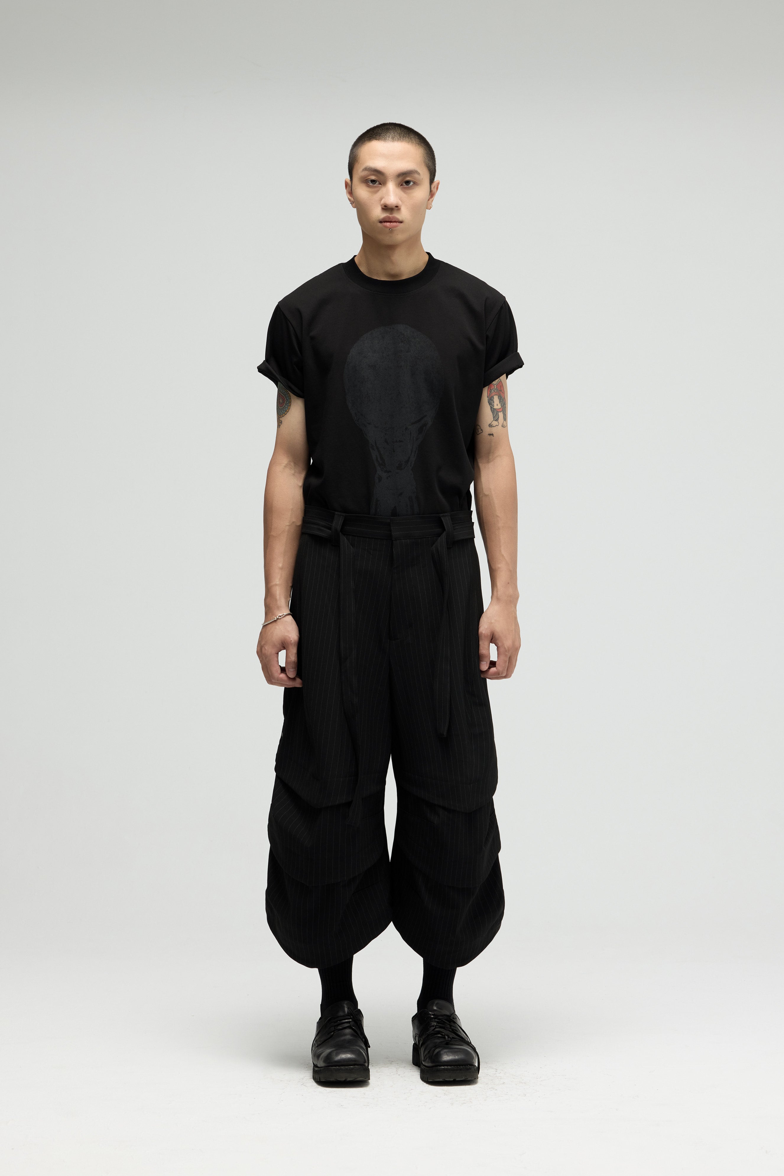 Armor Jorts (Pinstripe Suiting) - Black