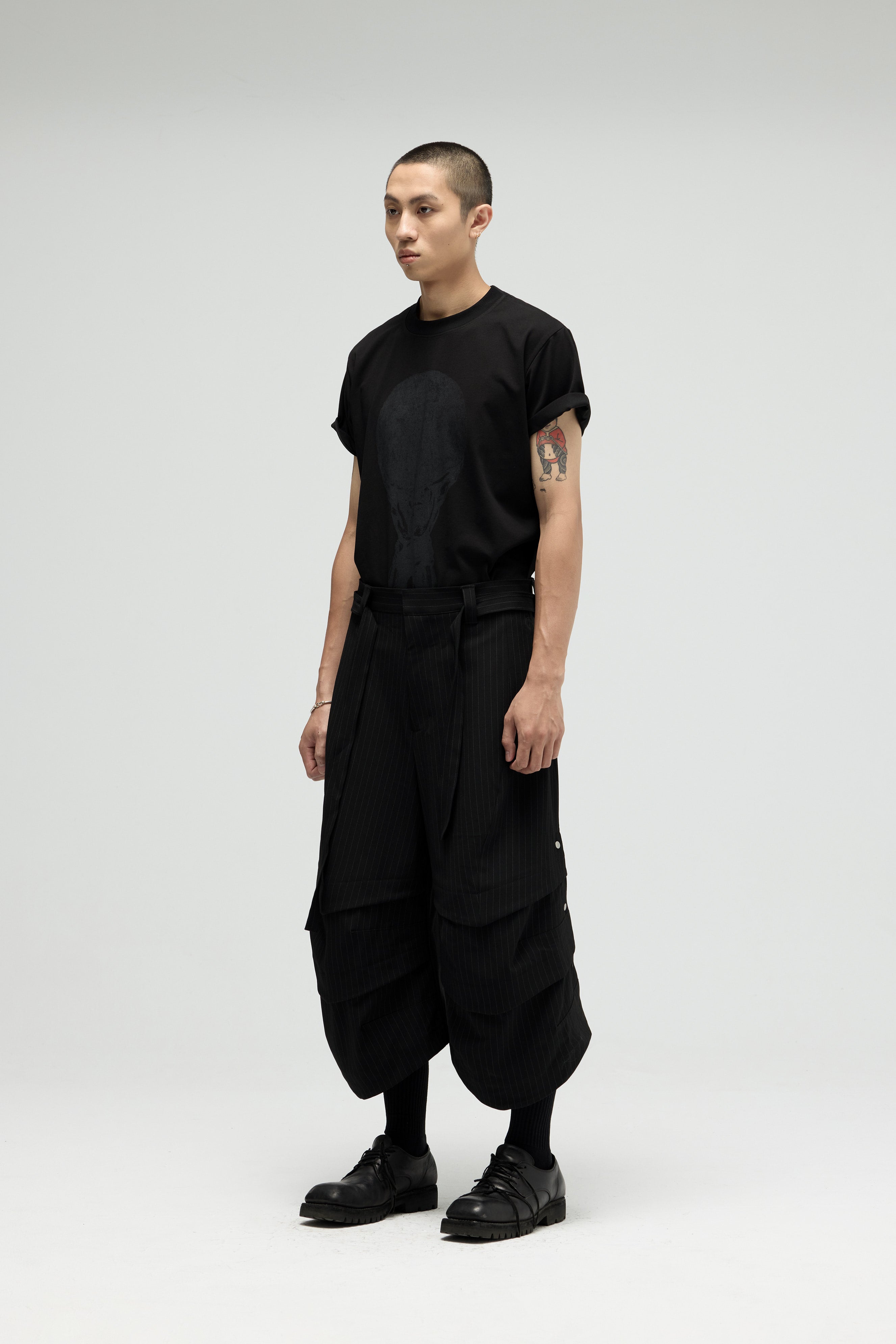 Armor Jorts (Pinstripe Suiting) - Black
