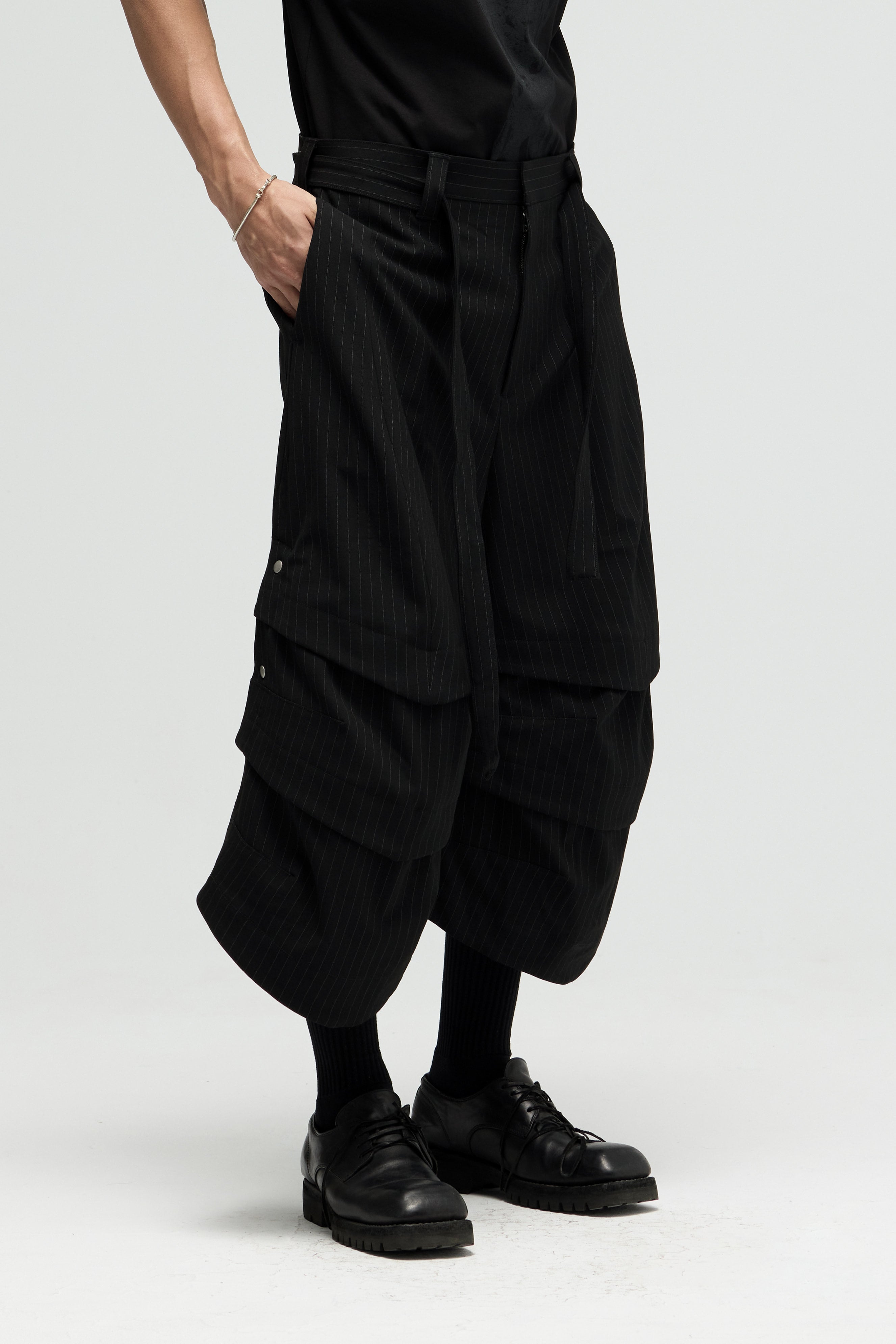 Armor Jorts (Pinstripe Suiting) - Black
