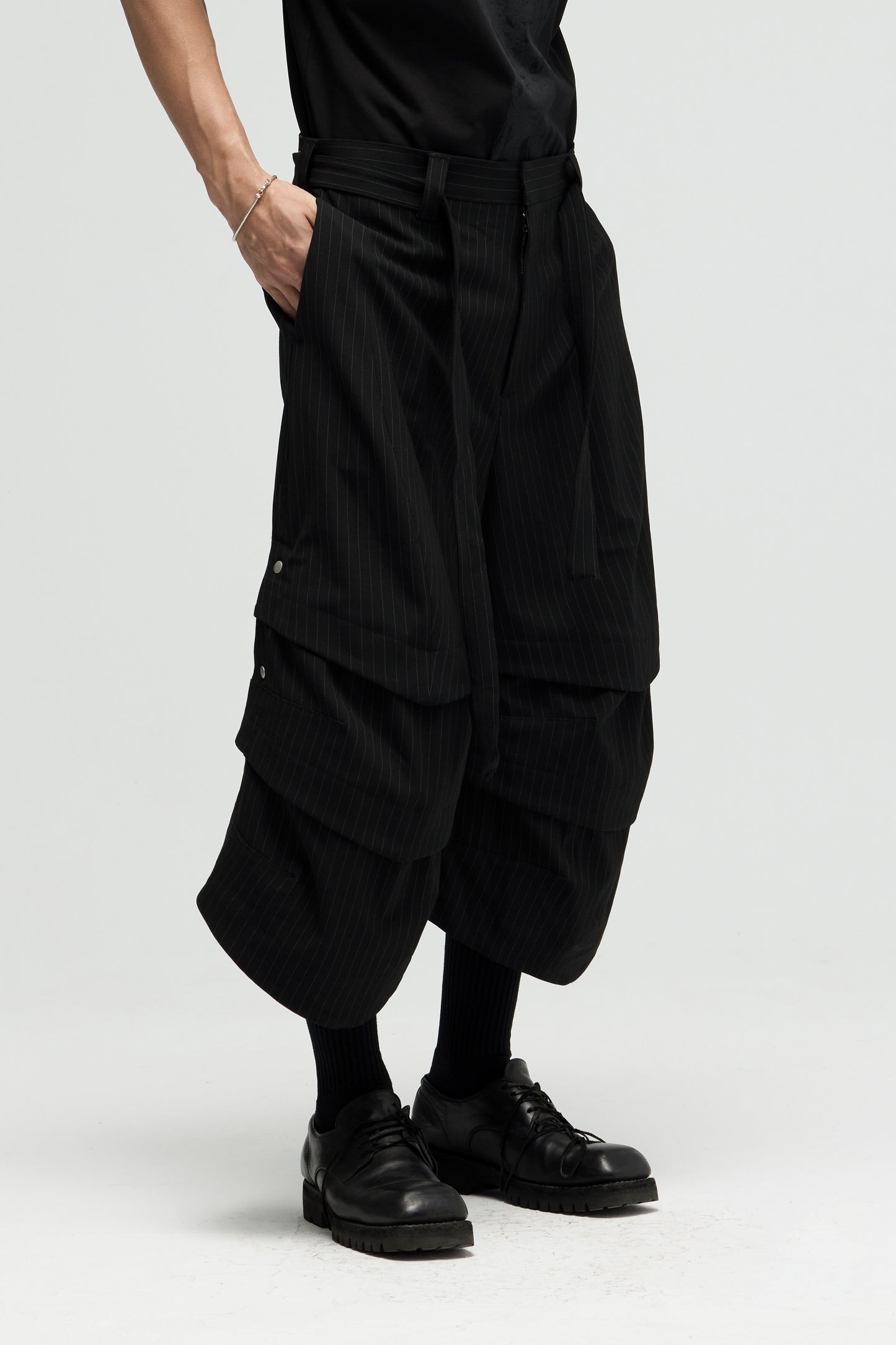 Armor Jorts (Pinstripe Suiting) - Black