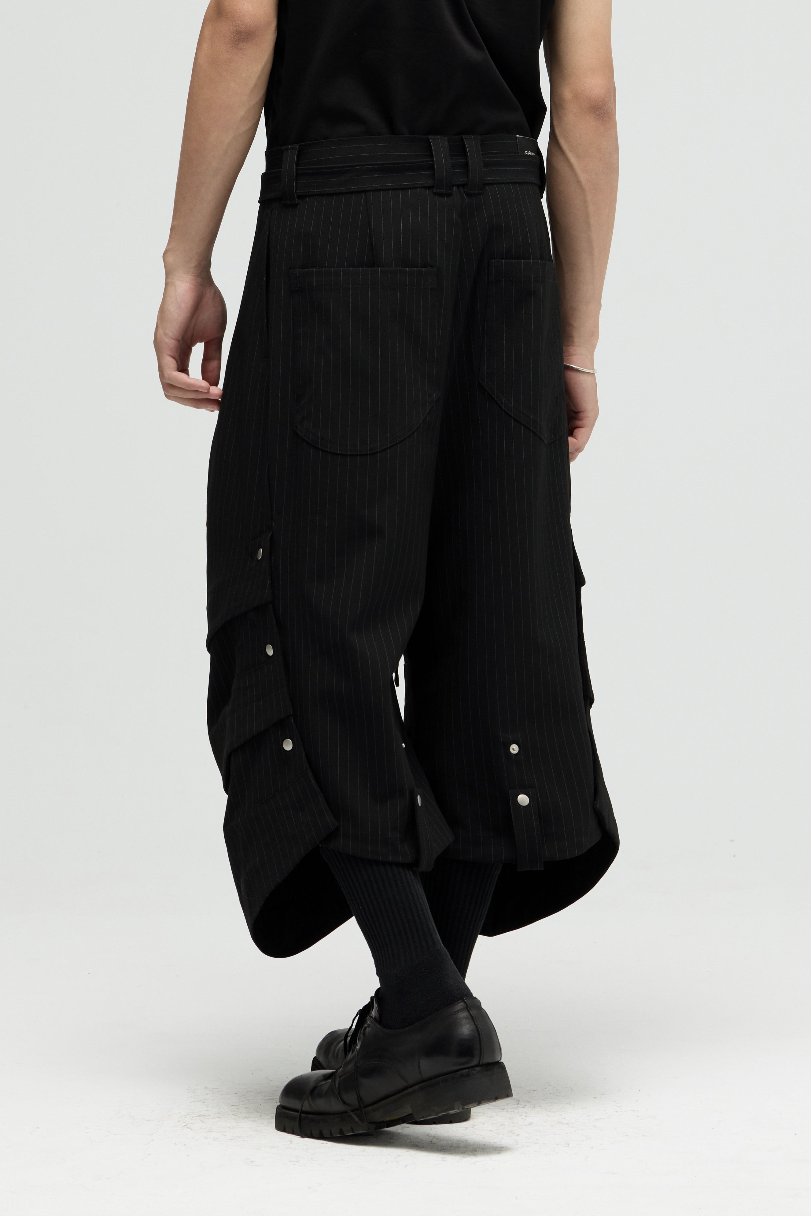 Armor Jorts (Pinstripe Suiting) - Black