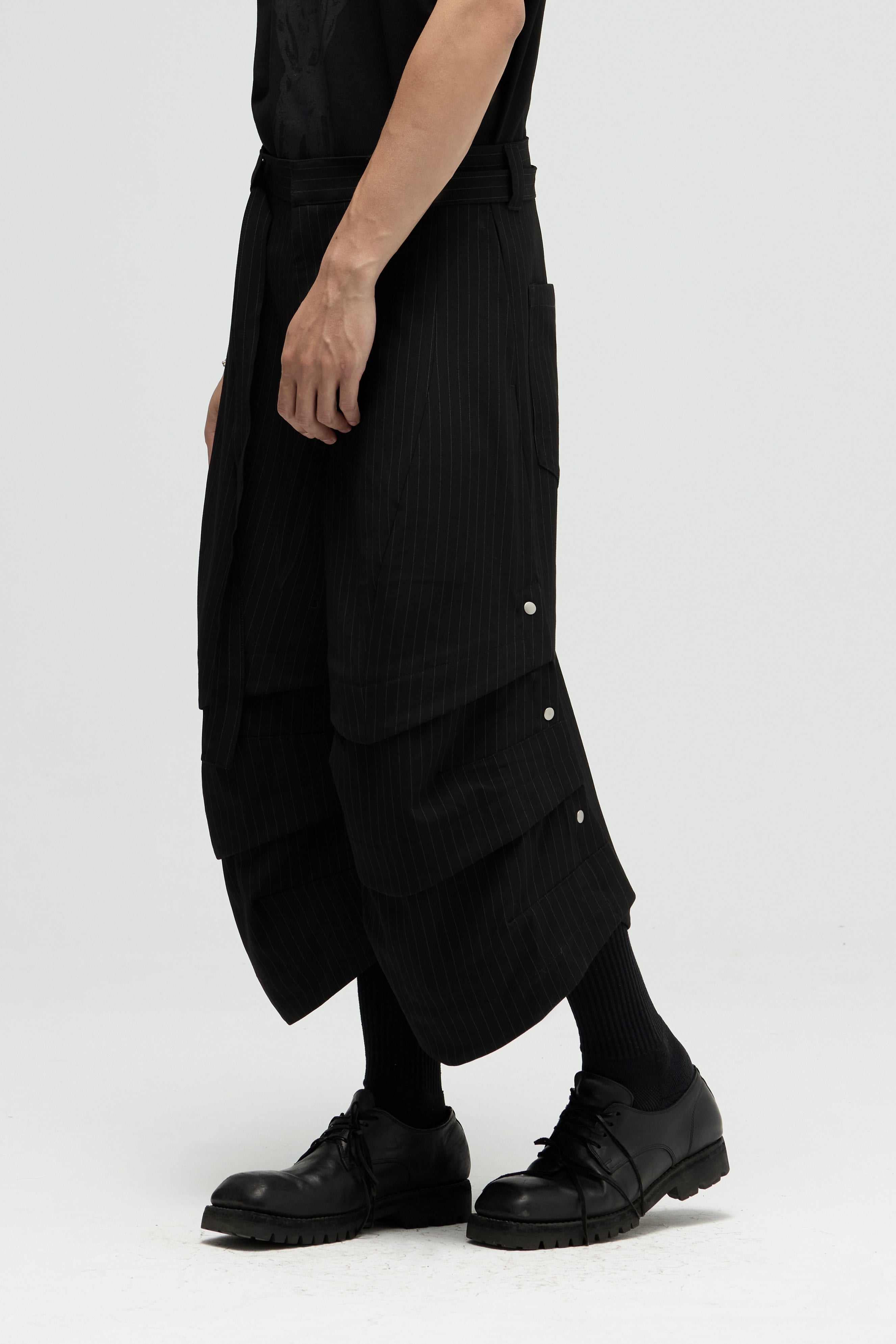 Armor Jorts (Pinstripe Suiting) - Black