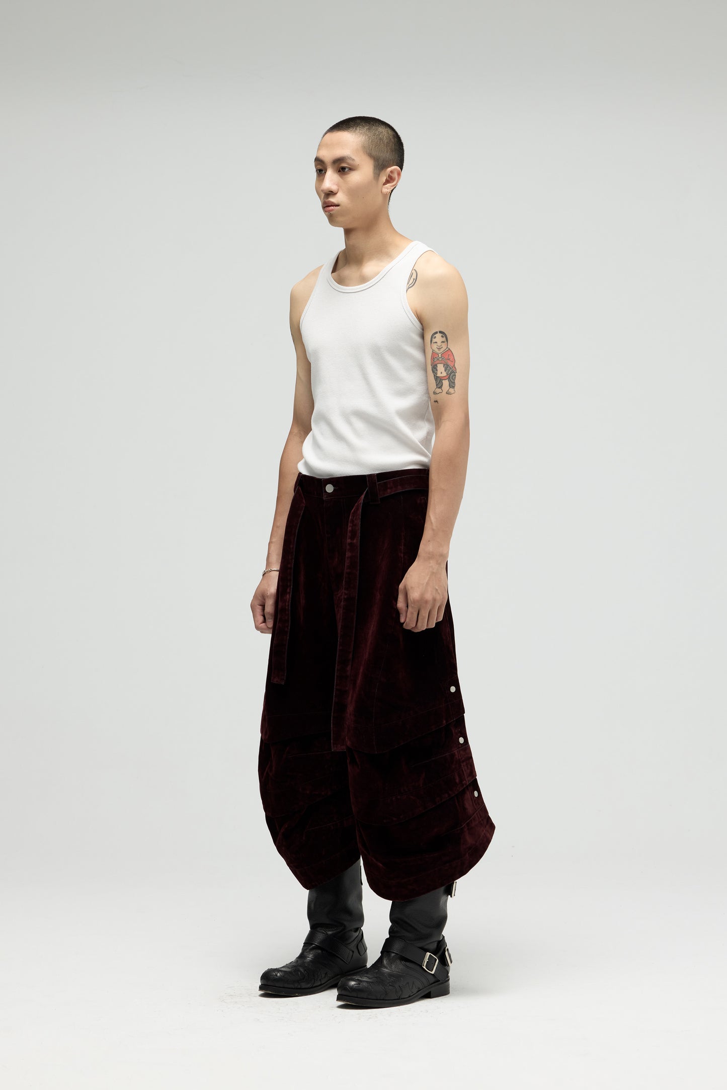 Armor Jorts (Flocked Denim) - Burgundy