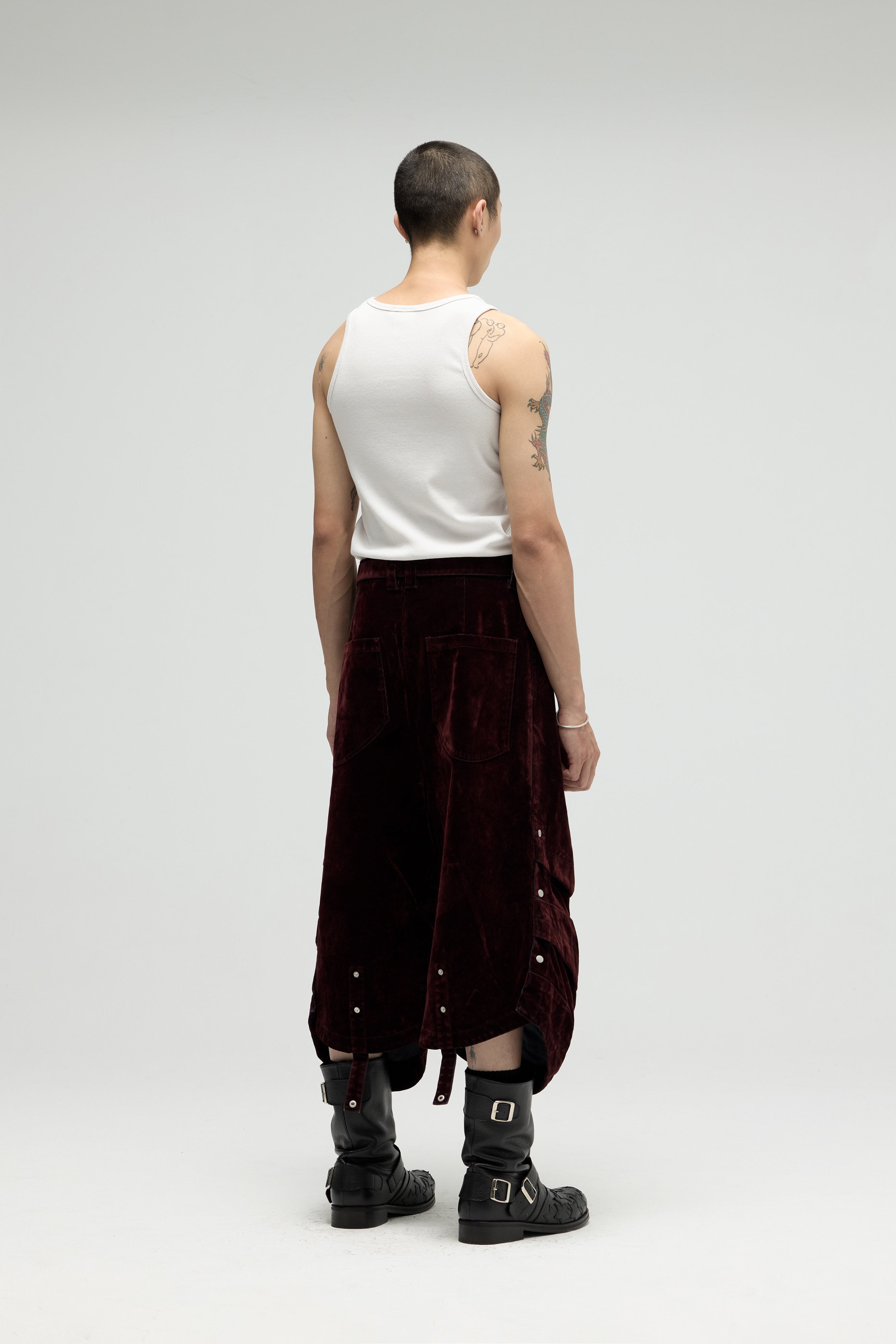 Armor Jorts (Flocked Denim) - Burgundy