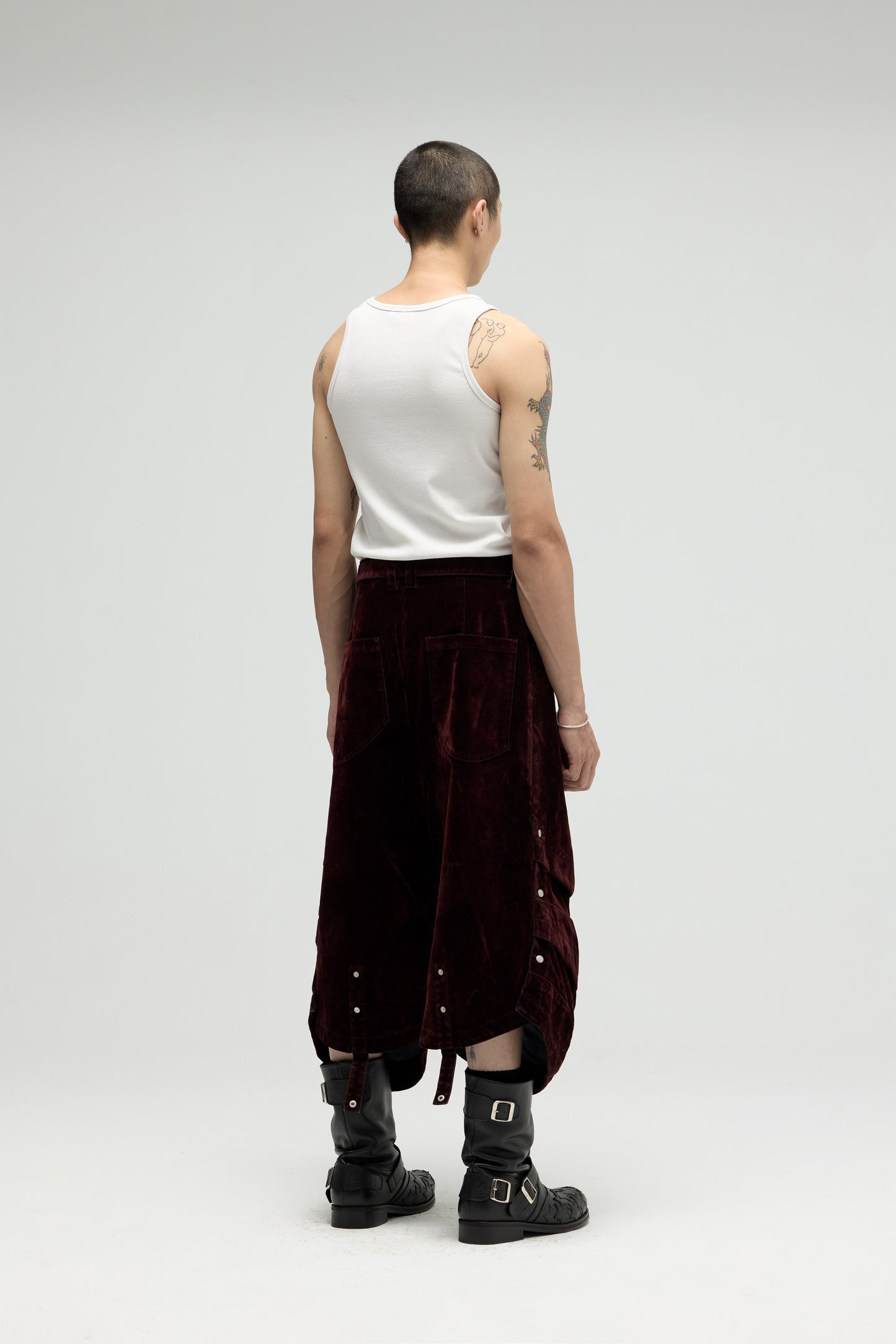 Armor Jorts (Flocked Denim) - Burgundy