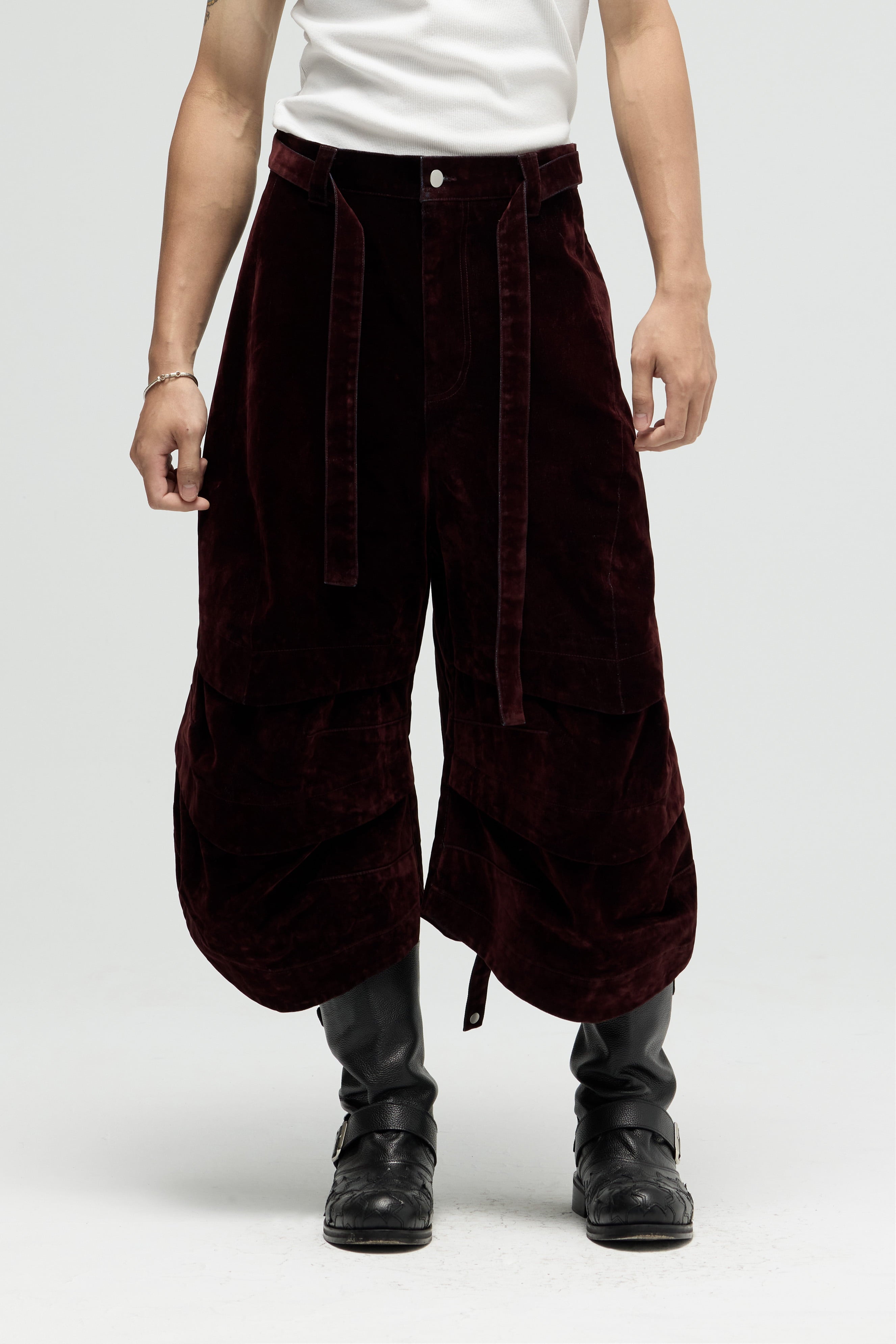 Armor Jorts (Flocked Denim) - Burgundy
