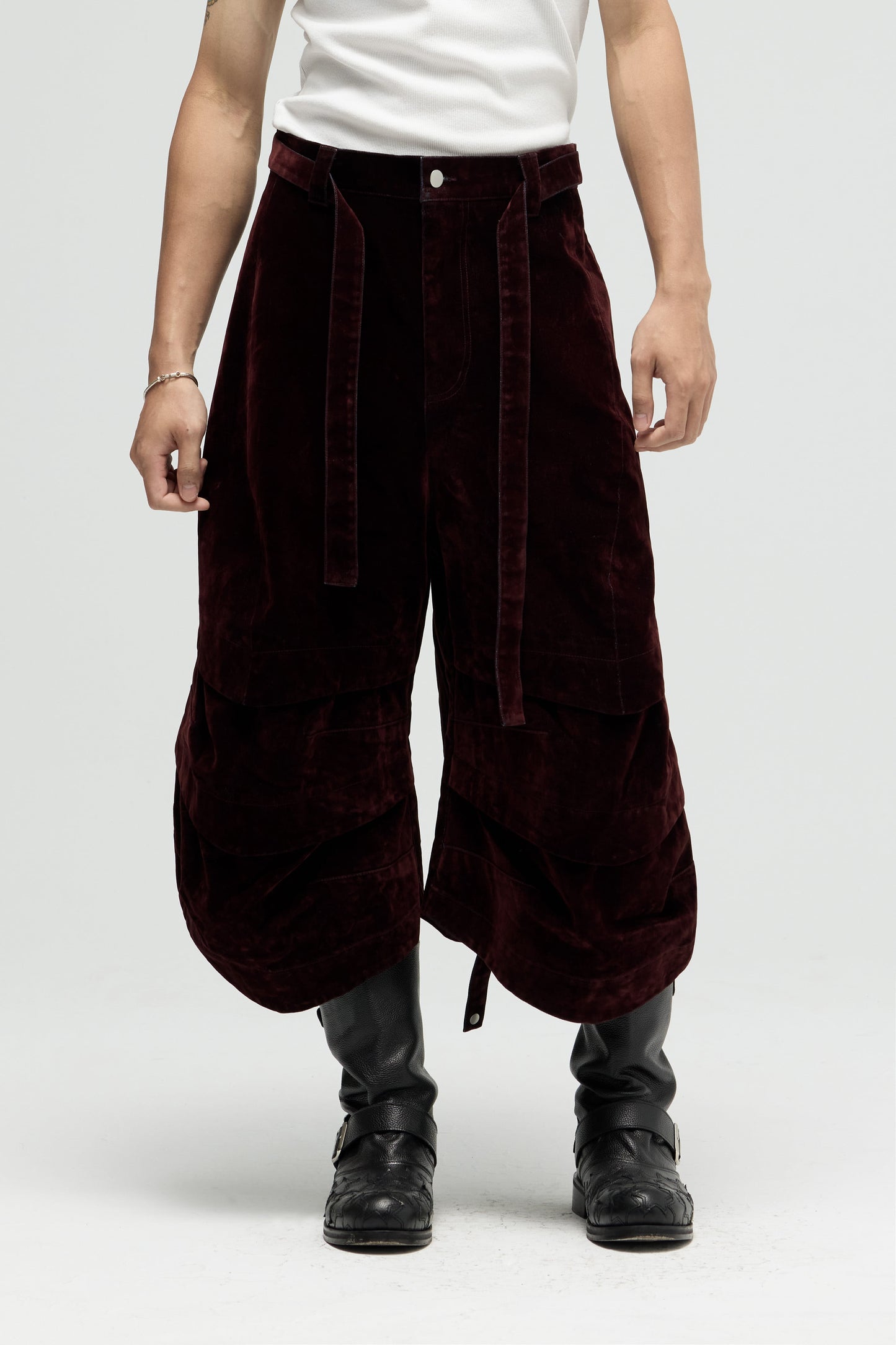Armor Jorts (Flocked Denim) - Burgundy