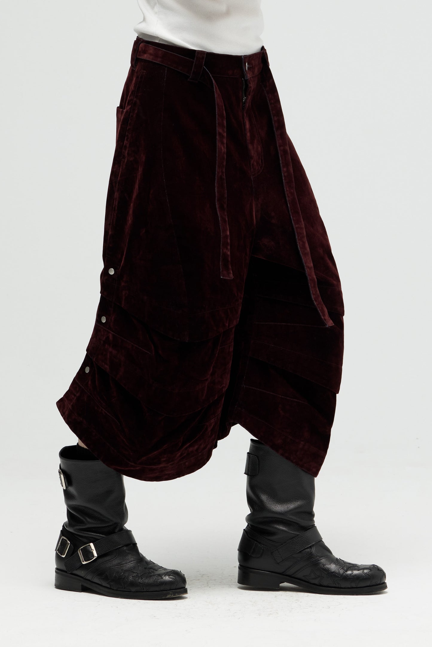 Armor Jorts (Flocked Denim) - Burgundy