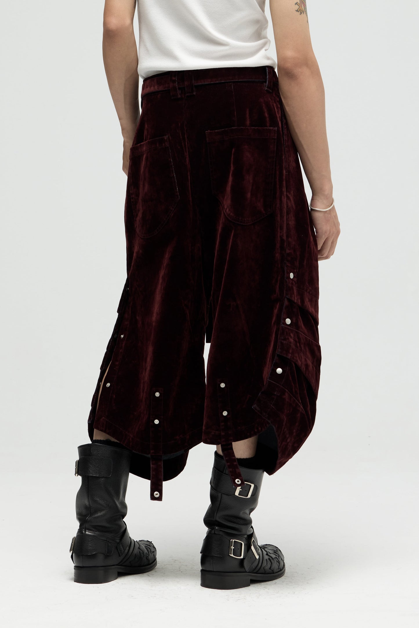 Armor Jorts (Flocked Denim) - Burgundy
